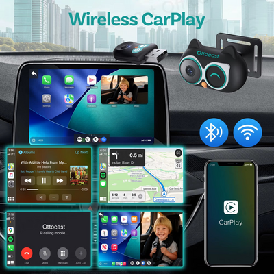 מתאם טיפוח קבינה אלחוטי CarPlay עם מצלמת HD לרכב – פתרון חכם ובטיחותי להורים בדרכים